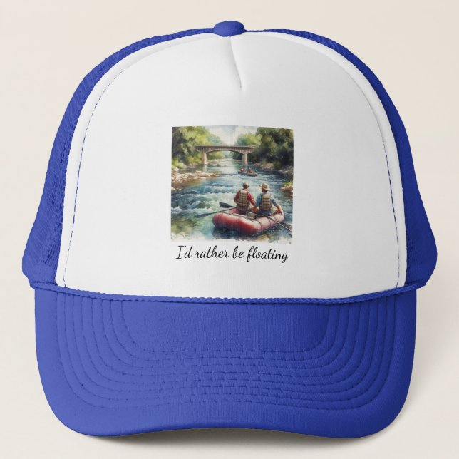 Float Trip Adventure Blue Trucker Hat (Front)