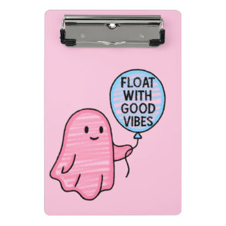Float with good vibes cute boo design mini clipboard