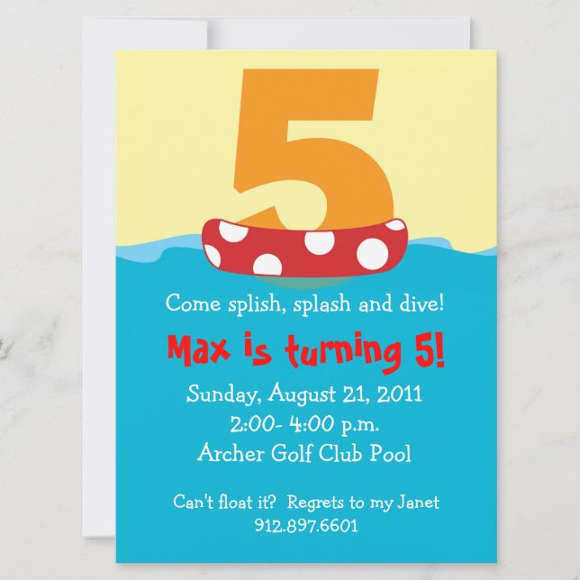 Floatie Five Birthday Invite (Front)