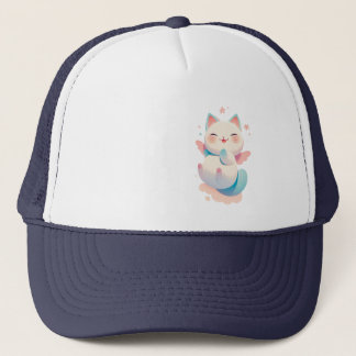 Floating Angel Cat - Whimsical Pastel Fantasy Art Trucker Hat