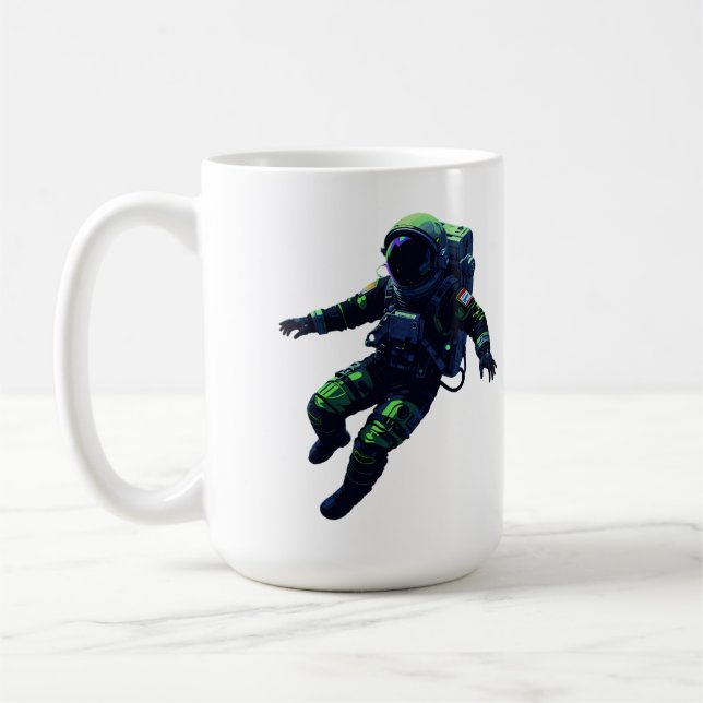 Floating Astronaut in Space Suit Illustration Coffee Mug (Left)