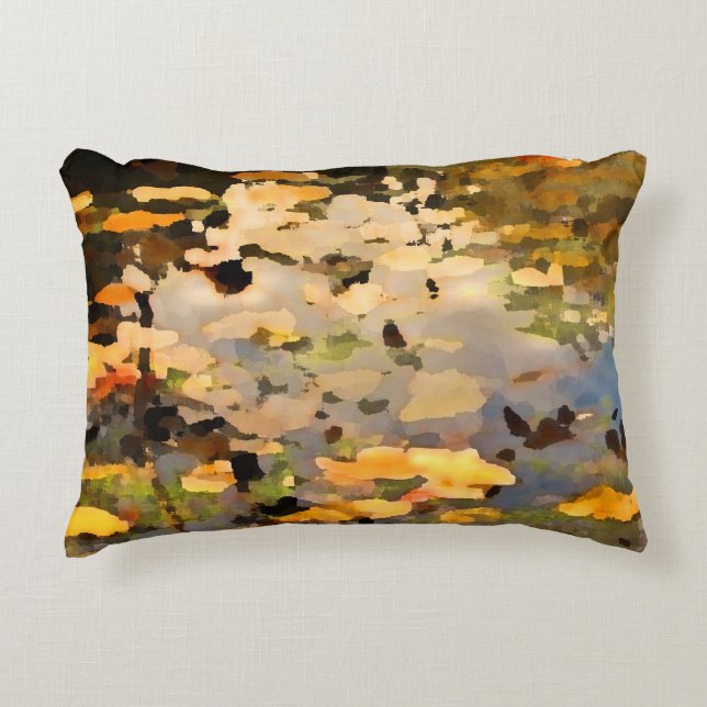 Floating Autumn Leaves Abstract Accent Pillow (Front)