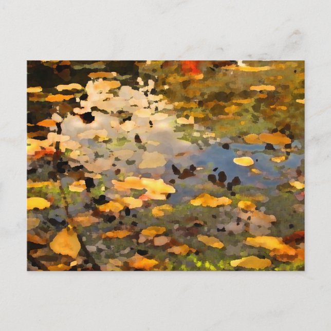 Floating Autumn Leaves Abstract Postcard (Front)