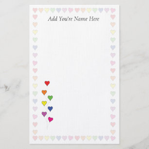Floating Balloon Hearts Stationary Stationery
