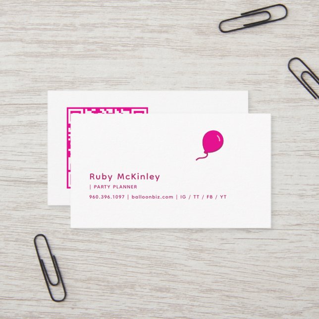 Floating Balloon Icon | Editable Colour | QR Code Business Card (Front/Back In Situ)