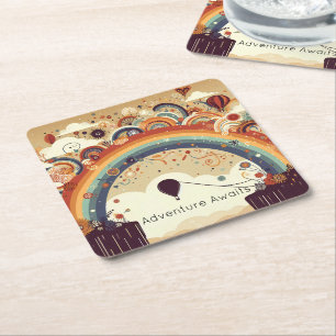 Floating Balloon Square Paper Coaster