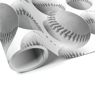 Floating Baseballs (black and white) Wrapping Paper