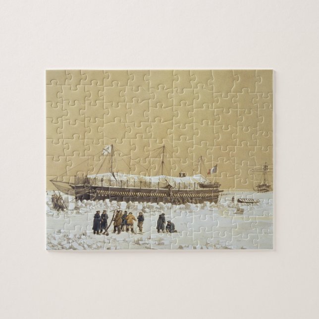 Floating battery La Tonnante in the ice before Kil Jigsaw Puzzle (Horizontal)