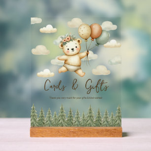 Floating Bear Adventures Baby Shower Acrylic Sign