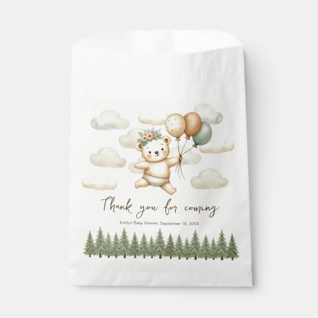 Floating Bear Adventures Baby Shower Favour Bag (Front)