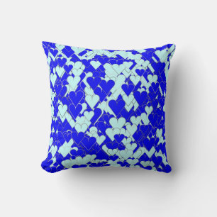 Floating Blue Hearts Throw Pillow