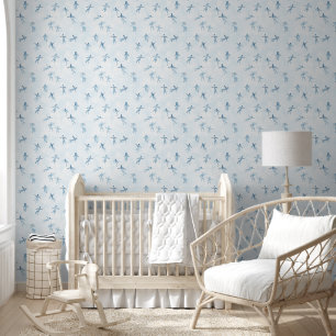 Floating Blue Watercolor Figures Wallpaper