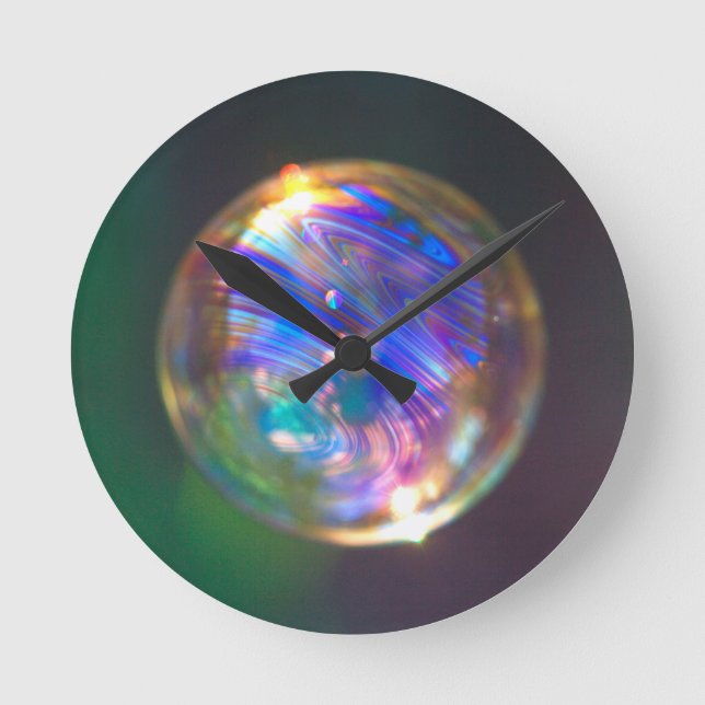 Floating Bubble Reflection Round Clock (Front)