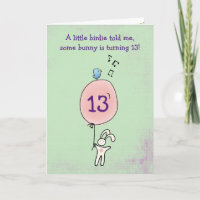 Floating Bunny Holding a Balloon Birthday