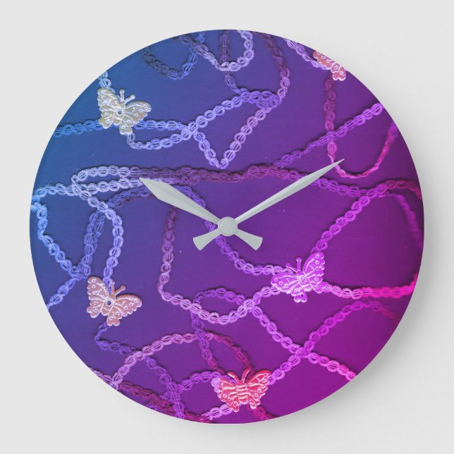 Floating Butterflies Clock (Purple) (Front)