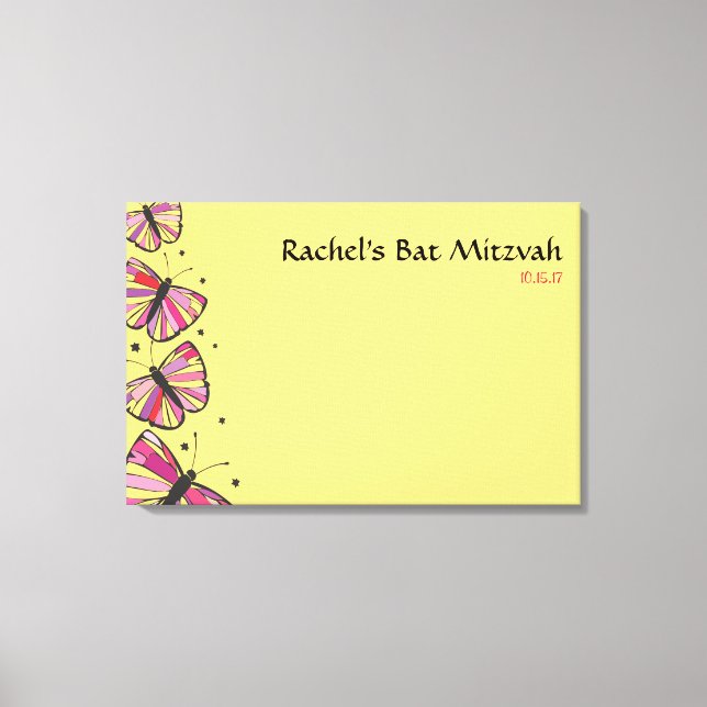 FLOATING BUTTERFLY Bat Mitzvah Sign-In Board Canvas Print (Front)