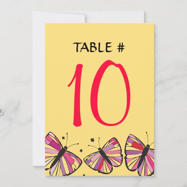 FLOATING BUTTERFLY Bat Mitzvah Table Seating Card (Front)
