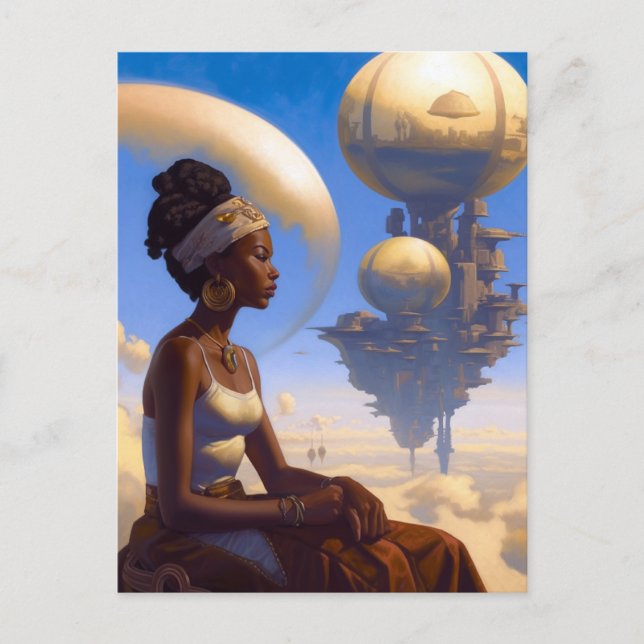 Floating City Afrofuturistic Science Fiction Postcard (Front)