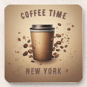Floating Coffee Cup With Coffee Beans Coaster