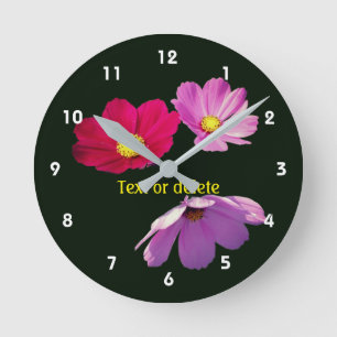 Floating Cosmos Daisy Flowers Personalized Round Clock