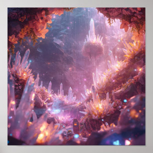 Floating Crystal Garden Dreamscape Poster