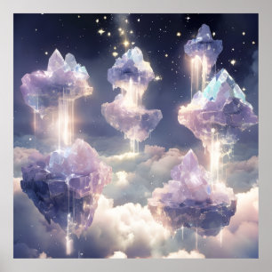 Floating Crystal Islands Poster