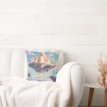 Floating Crystal Temple Pillow – Ethereal Fantasy