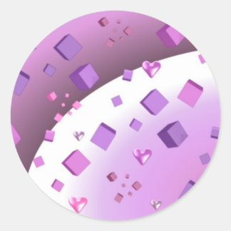 Floating Cubes and Hearts Classic Round Sticker