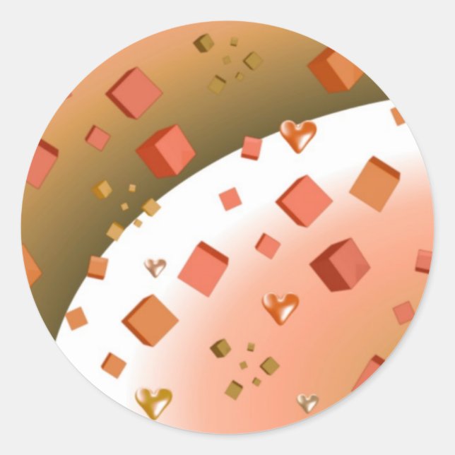 Floating Cubes and Hearts Classic Round Sticker (Front)