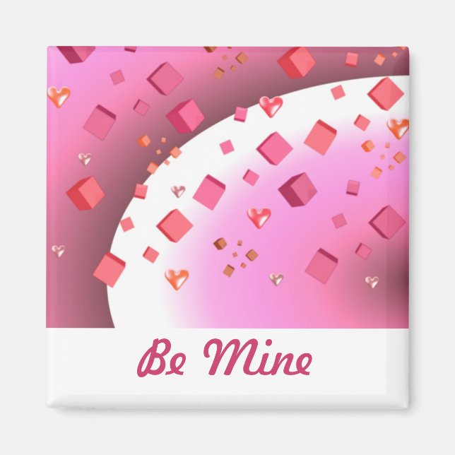 Floating Cubes and  Valentine Hearts Magnet (Front)
