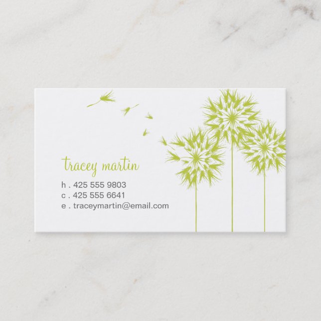 Floating Dandelion Calling Card (Front)