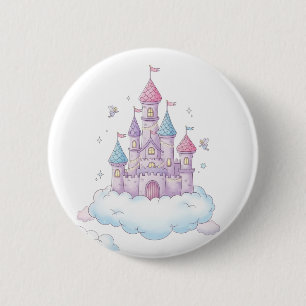 Floating Fairy Castle – Whimsical Kids’ Fantasy 2 Inch Round Button