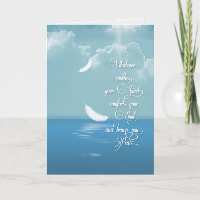 floating feathers over ocean for sympathy card (Front)
