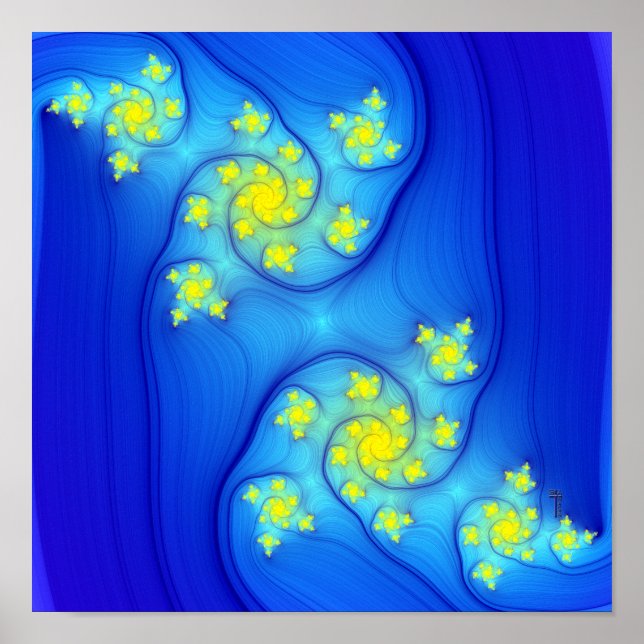 Floating Flow Lines (12" x 12") Art Print Poster (Front)