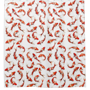 Floating fortune fish, japanese koi watercolor