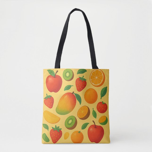 Floating Fruits – Vibrant Summer Pattern  Tote Bag (Front)