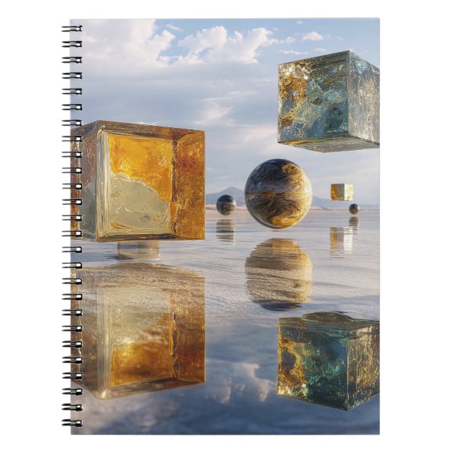 Floating Geometric Marvels Over Water Notebook (Front)