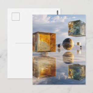 Floating Geometric Marvels Over Water Postcard
