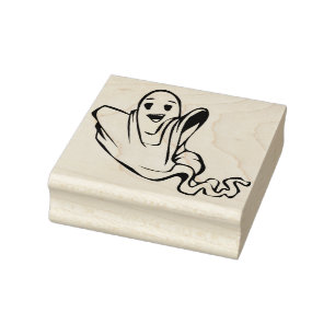 Floating ghost illustration art stamp
