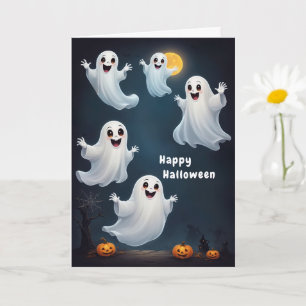 Floating Ghosts Halloween Art Card