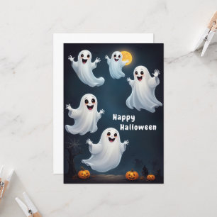 Floating Ghosts Halloween Art Invitation