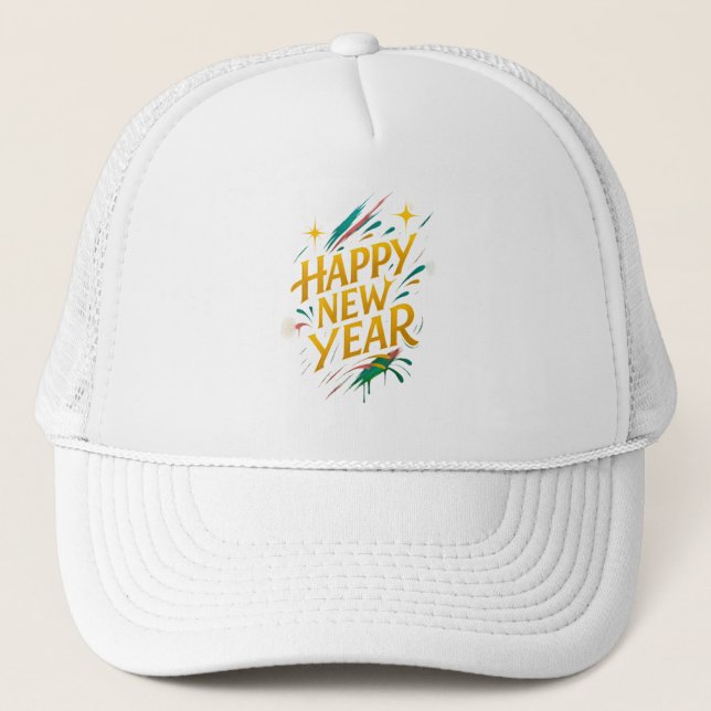 Floating Graffiti Elegance – New Year in Gold, Neo Trucker Hat (Front)