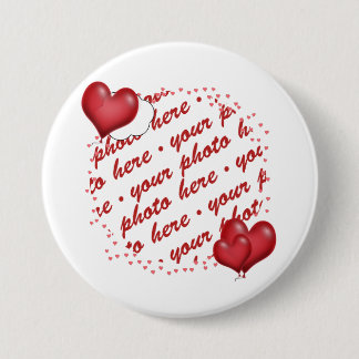Floating Heart Balloons Photo Frame 3 Inch Round Button