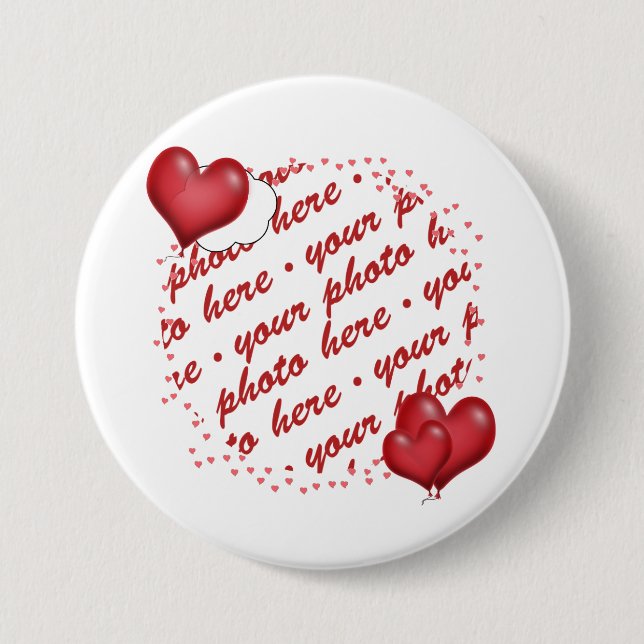 Floating Heart Balloons Photo Frame 3 Inch Round Button (Front)