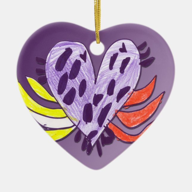 Floating Heart Ceramic Ornament (Front)