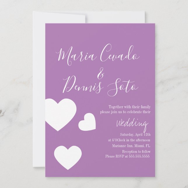 Floating Heart Lettering Script Wedding Bold Colou Invitation (Front)