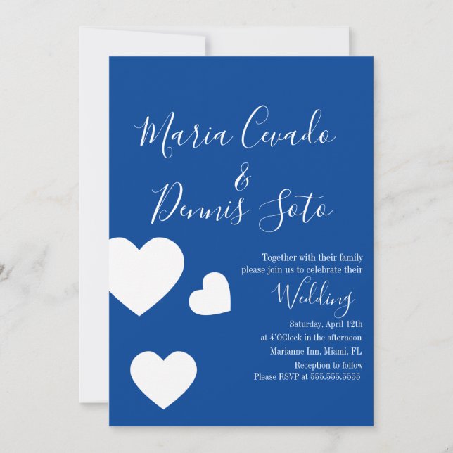 Floating Heart Lettering Script Wedding Bold Colou Invitation (Front)
