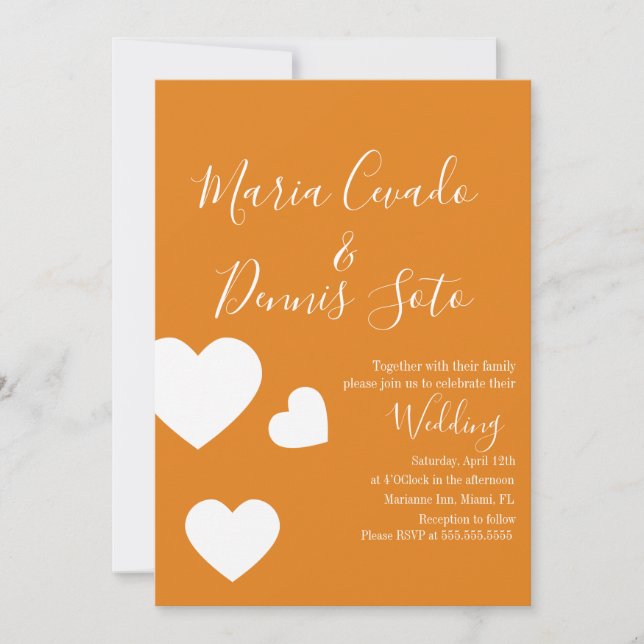 Floating Heart Lettering Script Wedding Bold Colou Invitation (Front)