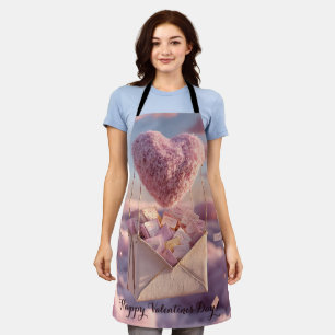 Floating Heart of Love Letters Design Postcard Apron