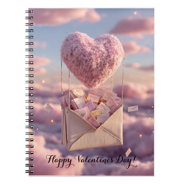 Floating Heart of Love Letters Design Postcard Notebook (Front)